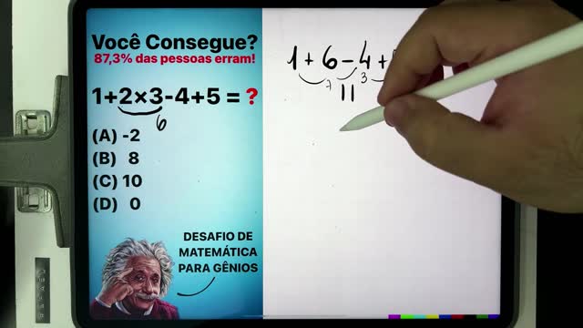 🤯 MATEMÁTICA BÁSICA DESBUGADA - Quanto é 1+2x3-4+5 Você consegue resolver esse desafio para gênios