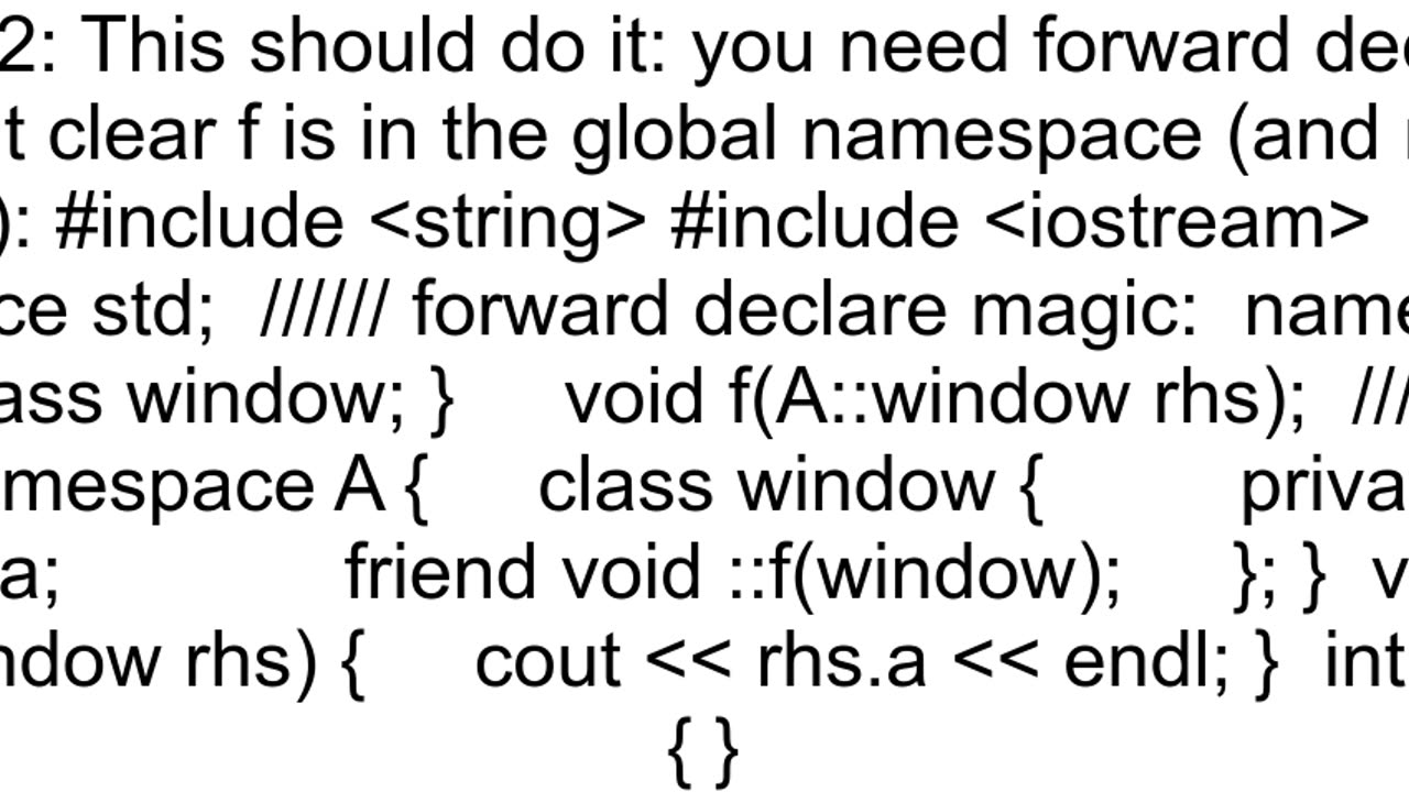 class friend function inside a namespace