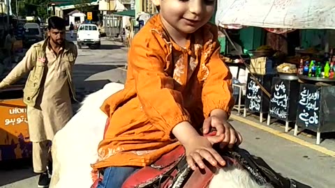 Three girl bravely riding on the horse in murree