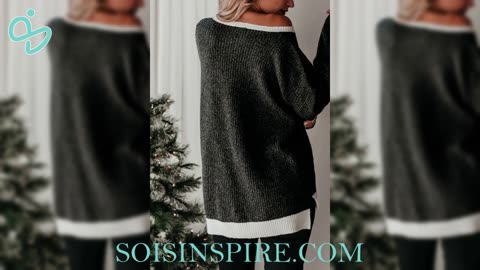 Color Block Round Neck Long Sleeve Sweater #fashion #style #womensfashion #ootd