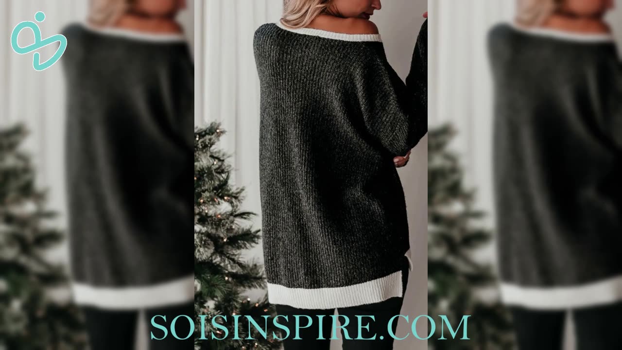 Color Block Round Neck Long Sleeve Sweater #fashion #style #womensfashion #ootd