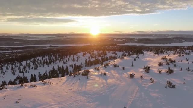 Snowy Mountain in Beautiful Landscape With Sunset - Peaceful Music