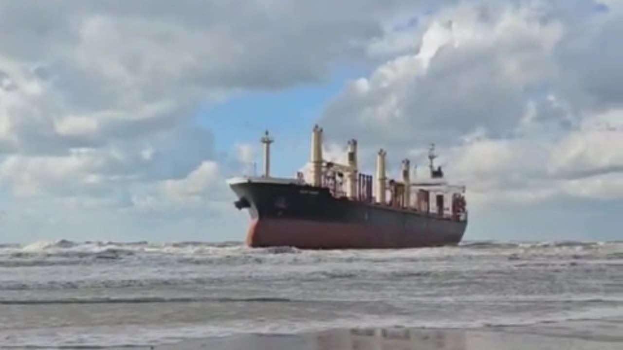 Massive Cargo Ship Used by the Russian Military Runs Aground- Krasnodor, Russia