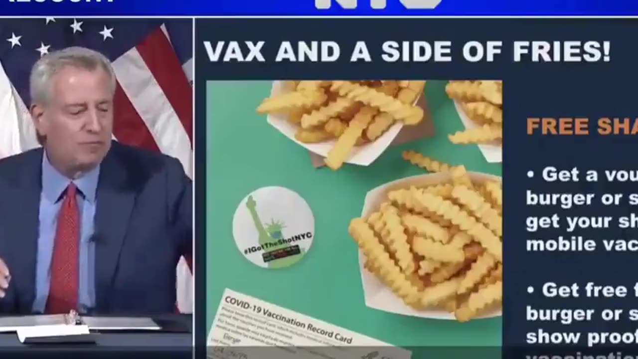 Mayor Bill DeBlasio "Incentivizes" The COVID Vaccine with Food Bribe