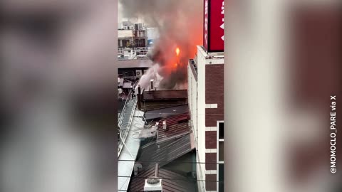 Fire breaks out in Japanese shopping arcade