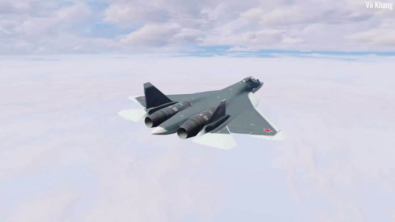 Su-57 fighter performs aerial maneuvers