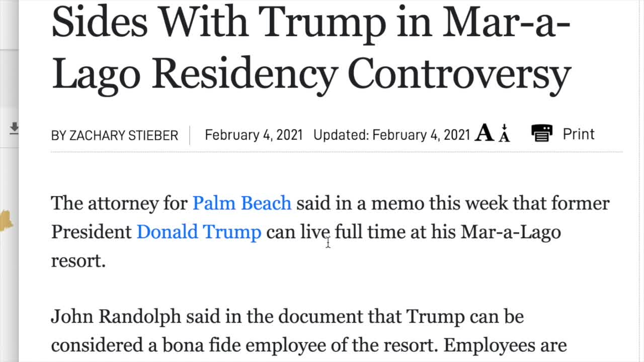 Florida allows Trump to live at Mar A Lago