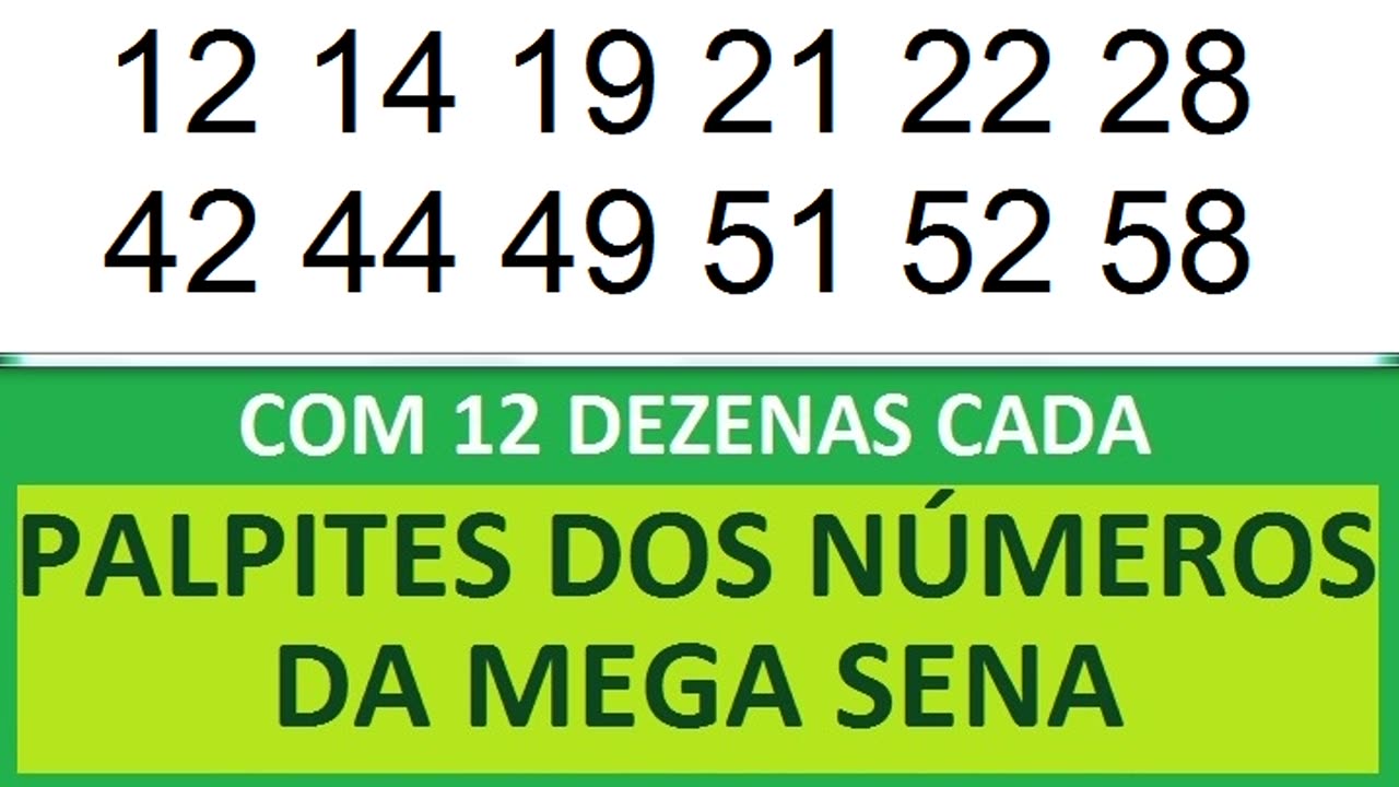 PALPITES DOS NÚMEROS DA MEGA SENA COM 12 DEZENAS hy hz h0 h1 h2 h3 h4 h5 h6 h7 h8 h9