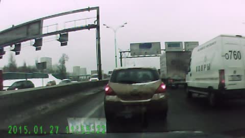 Oncoming Van Breaks Through Divider And Crashes