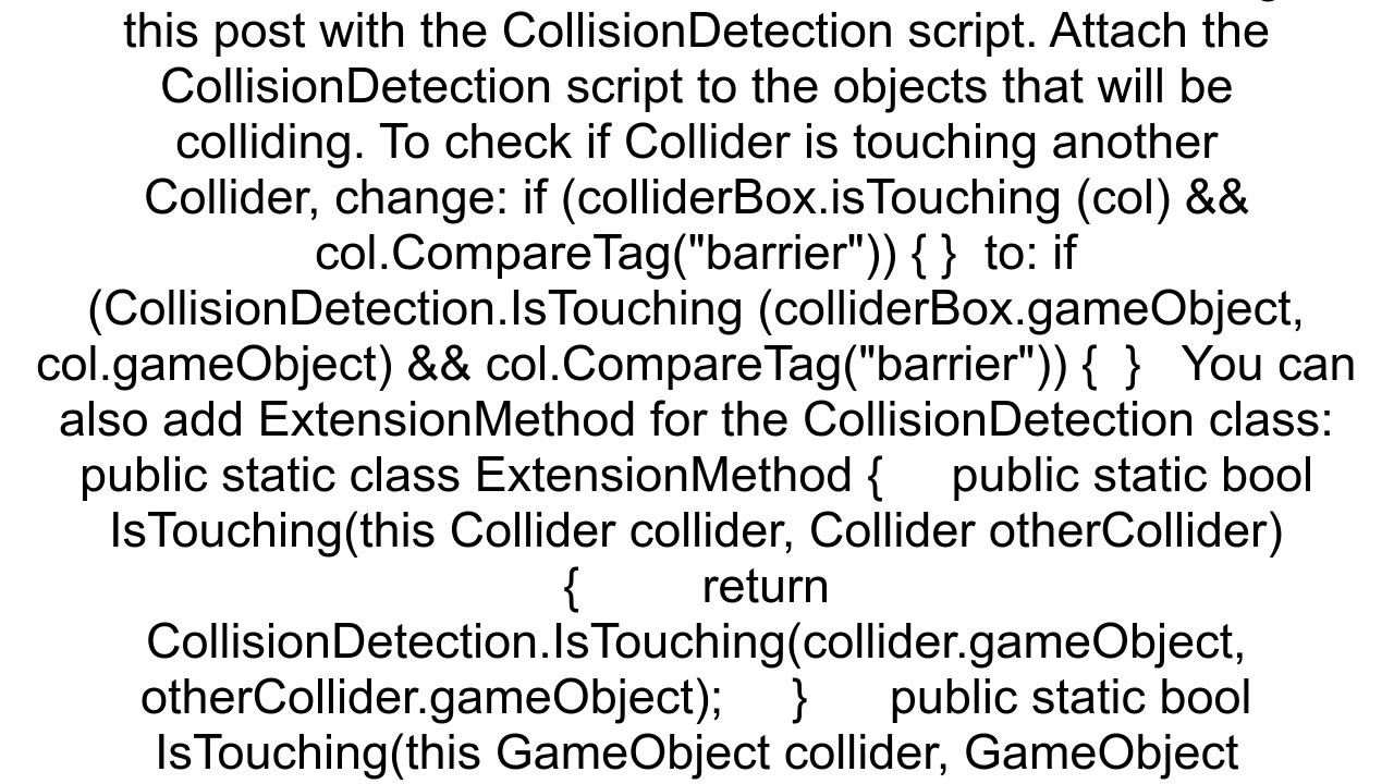 ColliderisTouching for 3D colliders