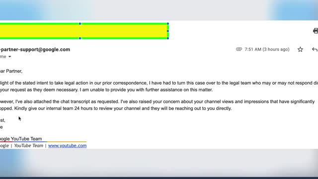 Youtube Shadow Ban Lawsuit reply from Youtube