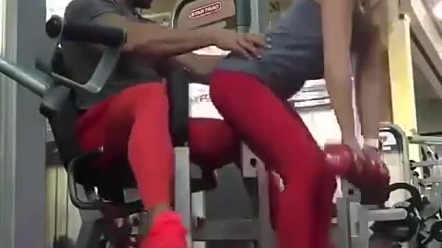 Hot cute girl exercise video with trainer