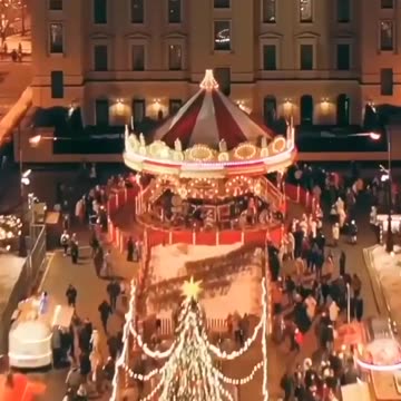 The magic of the Christmas market on Manezhnaya Square from a bird's eye view