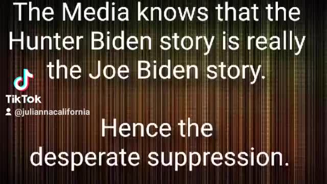 The Media knows that the Hunter Biden story is really the Joe Biden story.