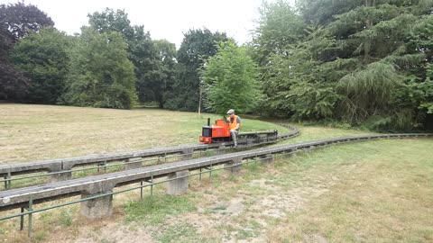 Miniature Diesel Train Running Around Railway In Mote Park, UK 2022