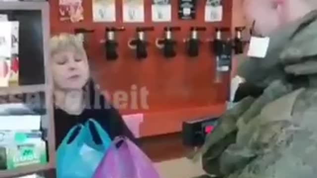 Here a Ukrainian grocery store refuses to allow Russian