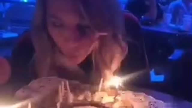 birthday girl burn his hair with the candle