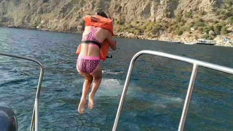 Jumping from a boat