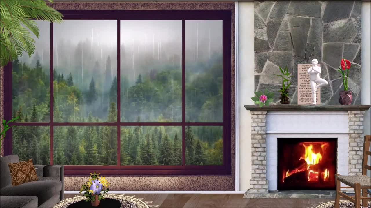 Rain Sounds to Sleep, Study, Relax, Reduce Stress, help insomnia and relaxation besides Fireplace