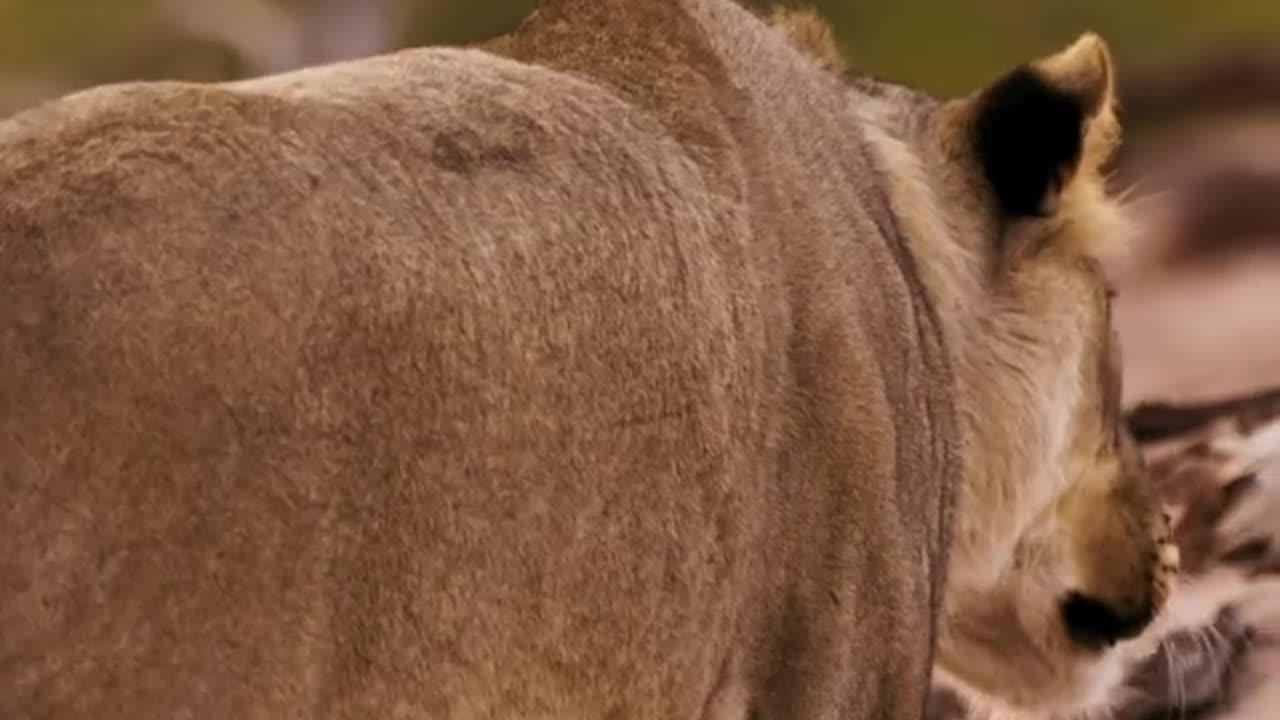 How does a lion hunt deer in the desert?