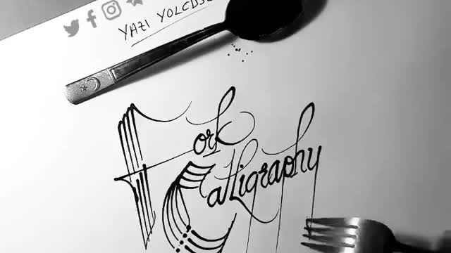 Calligraphy with a fork.