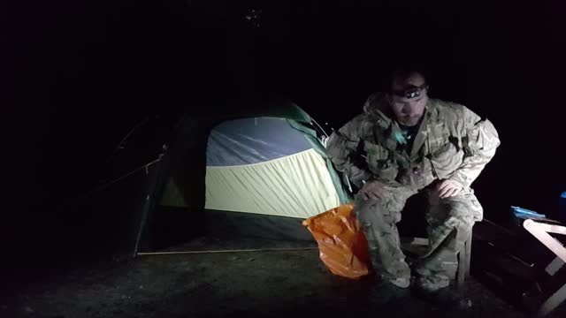 Light and audio test. Night vlog next to a budget copied tent