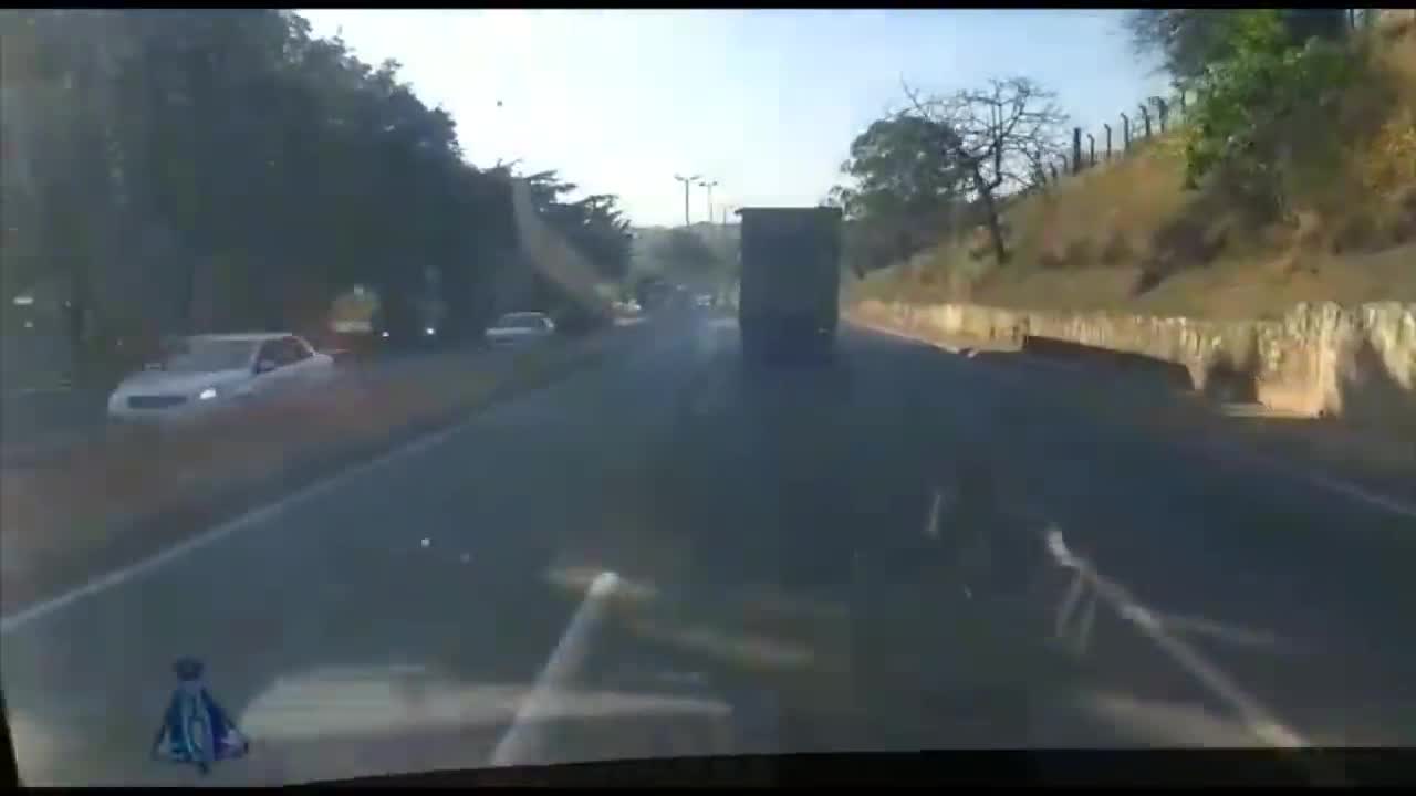 Driver films descent of truck without brakes