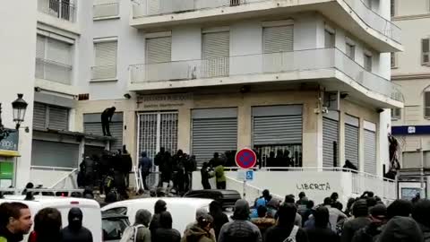 Corsica rioters attacked and set fire to the public finance building in Bastia