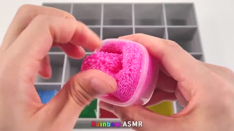 Satisfying Video l How to make Rainbow Pool into Mixing All My Glossy Slime _ Fruit Cutting ASMR