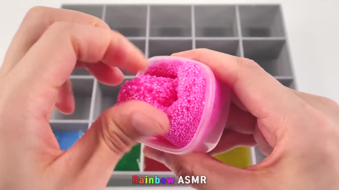 Satisfying Video l How to make Rainbow Pool into Mixing All My Glossy Slime _ Fruit Cutting ASMR