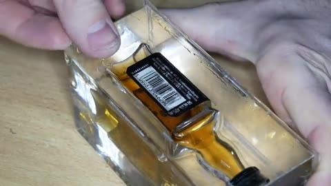 Bottle Frozen in Ice Cube RESIN ART
