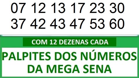 PALPITES DOS NÚMEROS DA MEGA SENA COM 12 DEZENAS 2y 2z 20 21 22 23 24 25 26 27 28 29