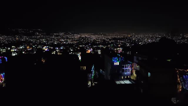 Night time scene during Tihar festival, Kathmandu Valley