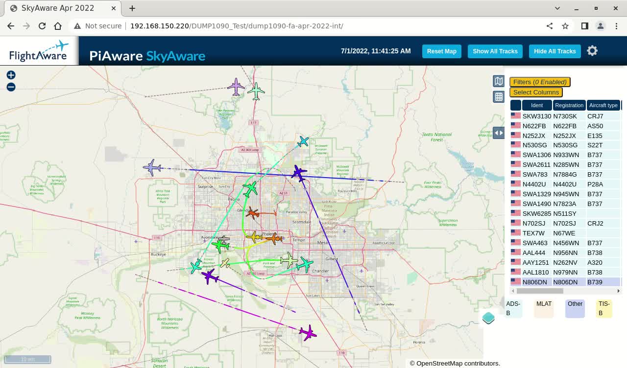 July 1st 2022 time lapsed air traffik