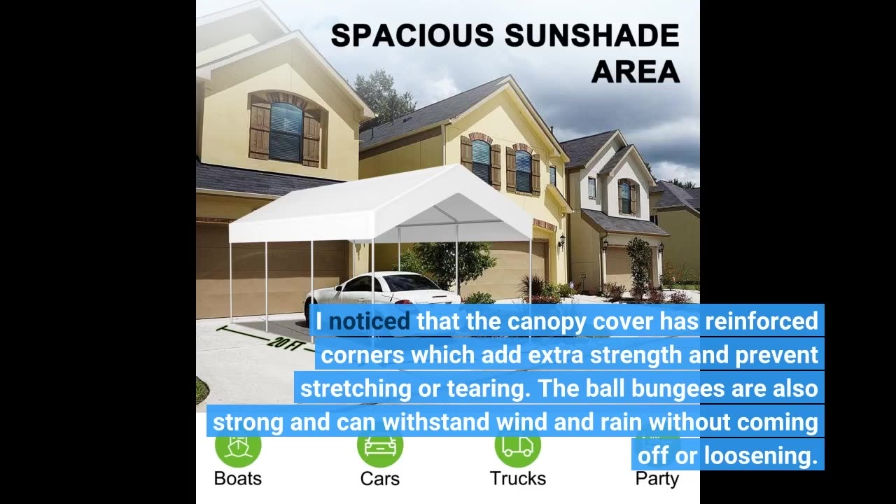 Buyer Reviews: Carport Replacement Canopy Cover for Tent Car Garage Shelter Top Tarp Cover with...