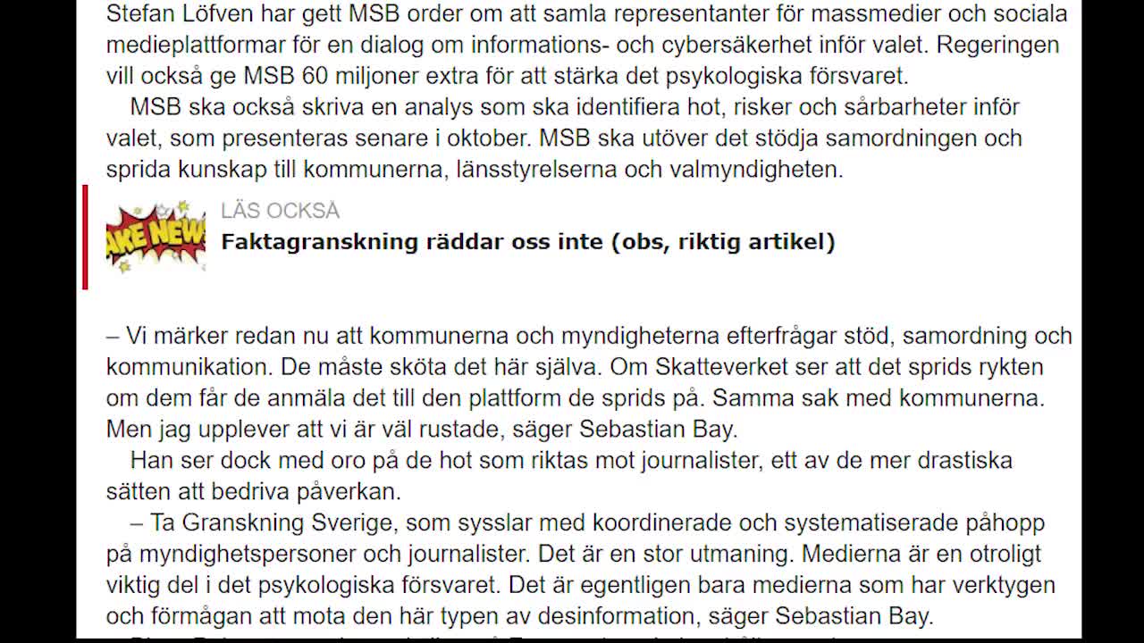 MSB - Psykologiska försvaret ljuger för folket