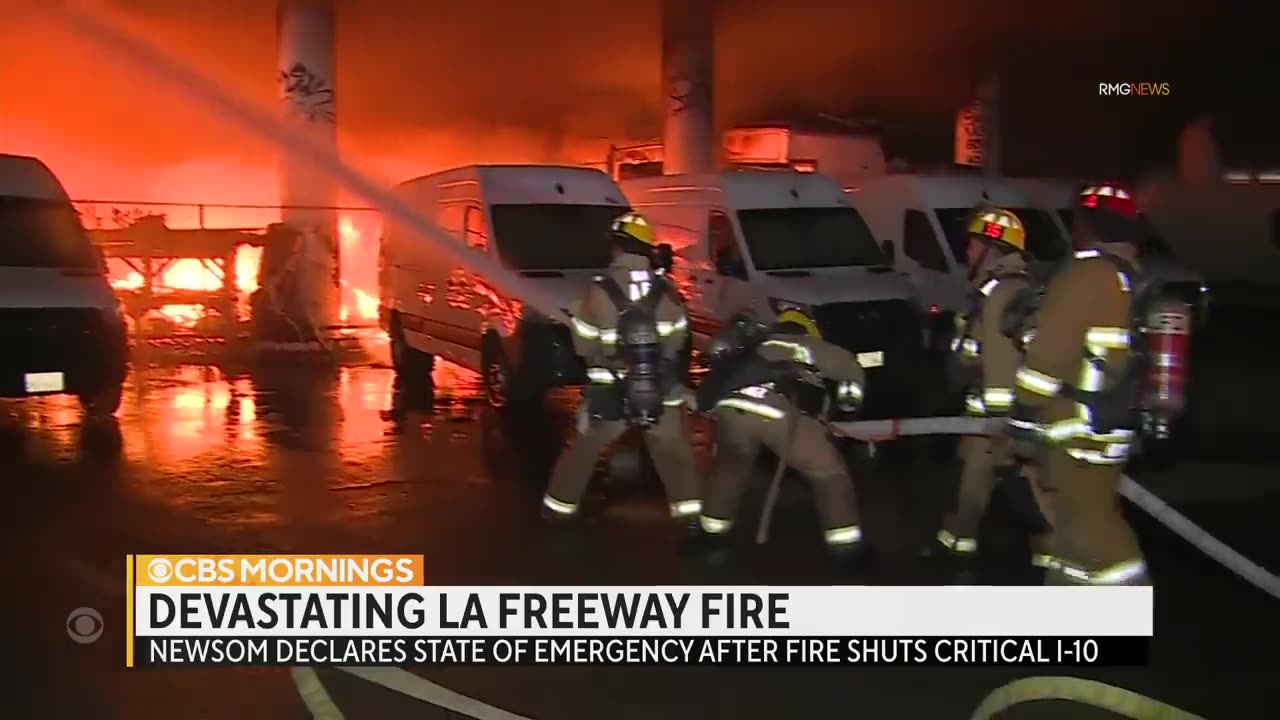 Massive fire shuts down L.A. freeway indefinitely, govt. Newsom declares state of emergency