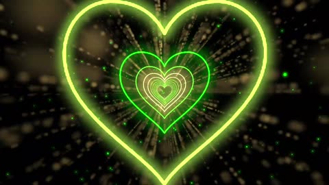 192. Heart Tunnel 💛💚 Heart Background Neon Heart