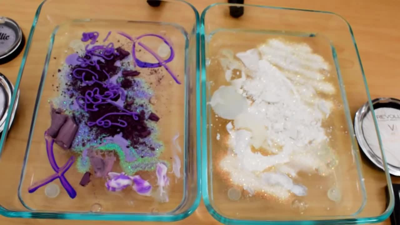 Purple vs White - Mixing Makeup Eyeshadow Into Slime! Special Series 147 Satisfy