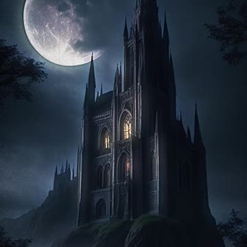 Gothic Castles | Full Moon | Gothic Art | Dark Art | Digital Art | AI Art