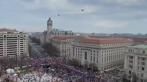 March For Trump / Jericho March In DC Crowd - Bonus Trump Fly Over!