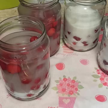 Cherry Syrup Adding Boiling Water