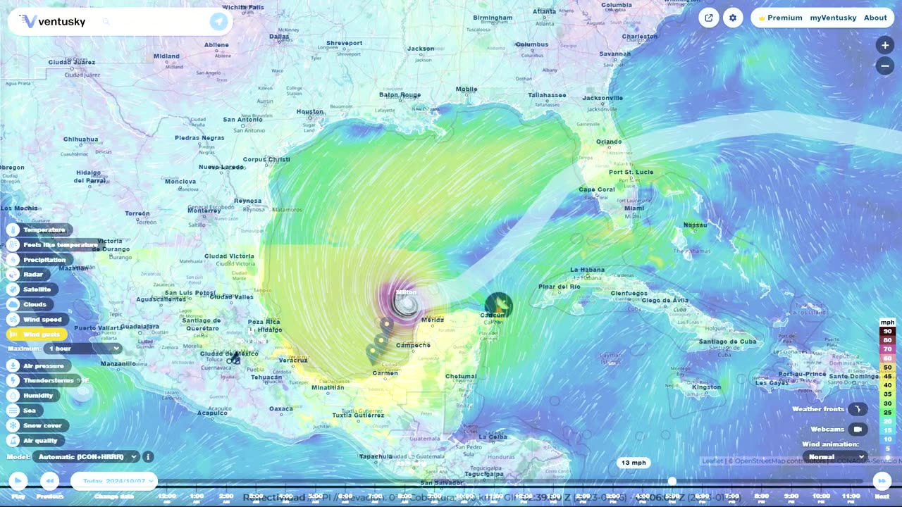 Hurricane Milton being energized by Cancun RADAR blast