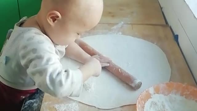 #funny #kid on kitchen work