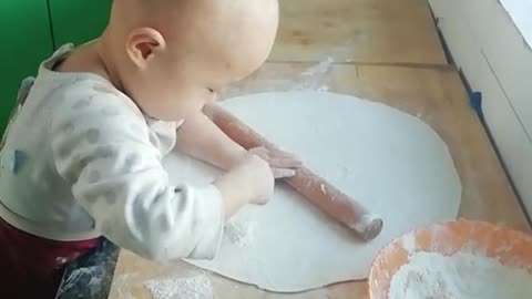 #funny #kid on kitchen work