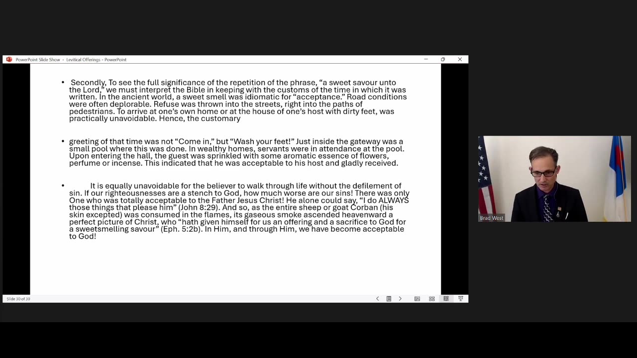 Ephesians 5:2, Levitical Offerings Part 2, Pastor Brad West, February, 18 2024