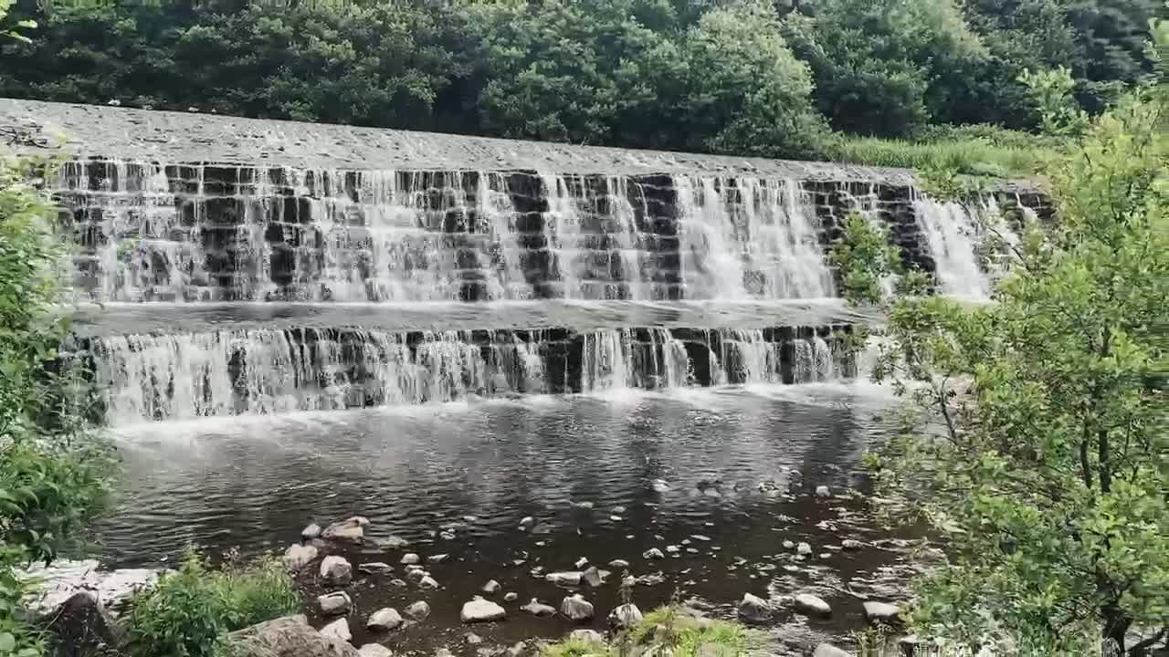 Waterfall video with water running sound