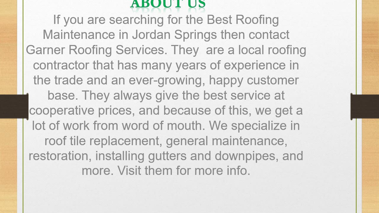Roofing Maintenance in Jordan Springs