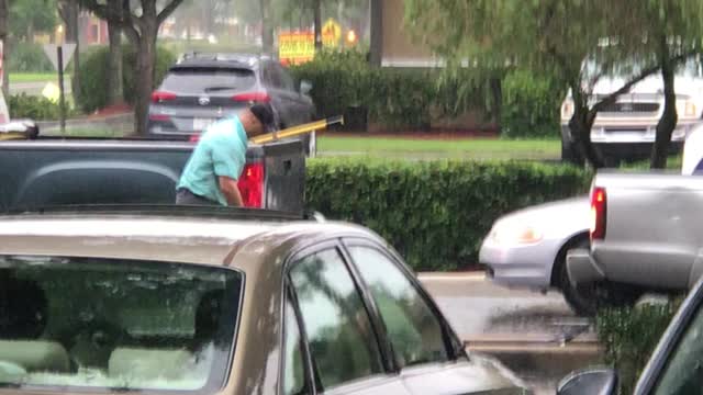 Elderly driver hits a pole by missing entrance