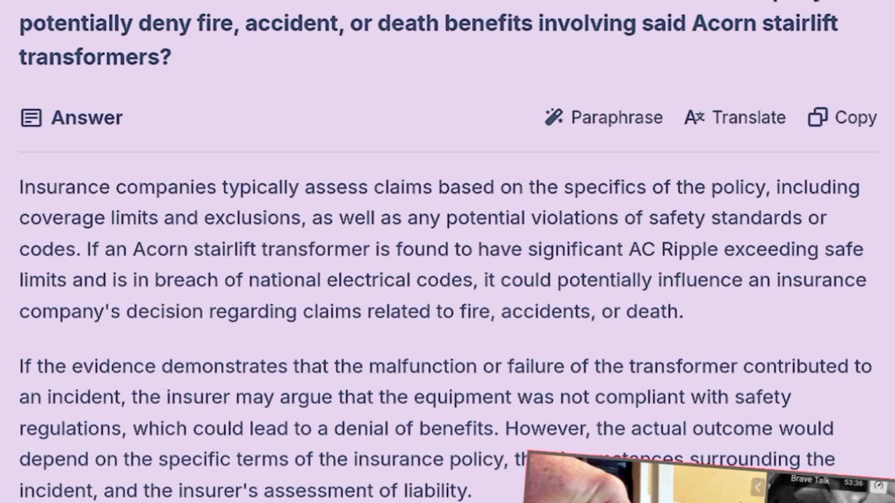 AC Ripple in Acorn 180 Stairlift Transformers: Implications for Insurance Claims